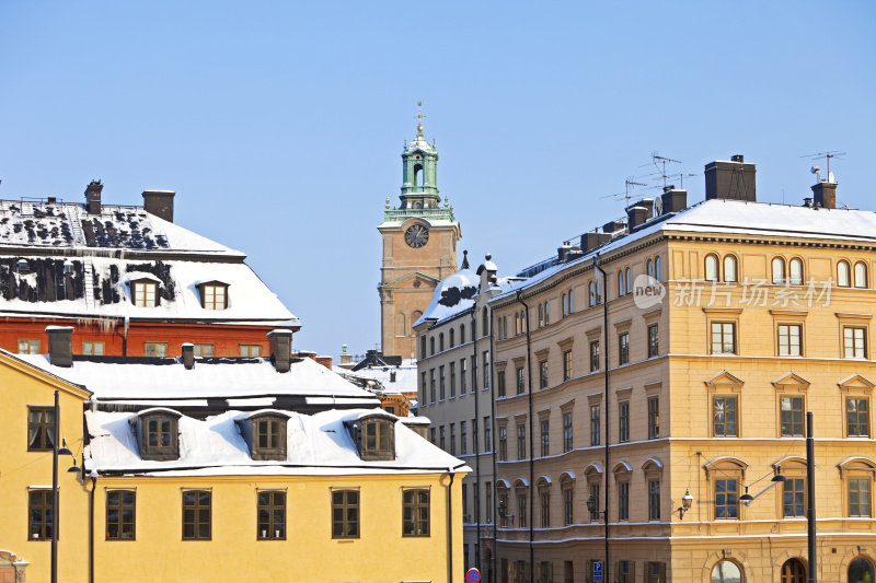 老城(Gamla stan)冬天的瑞典斯德哥尔摩，